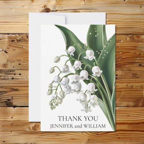 Watercolor Lily of the Valley Bridal Wedding Thank You Card