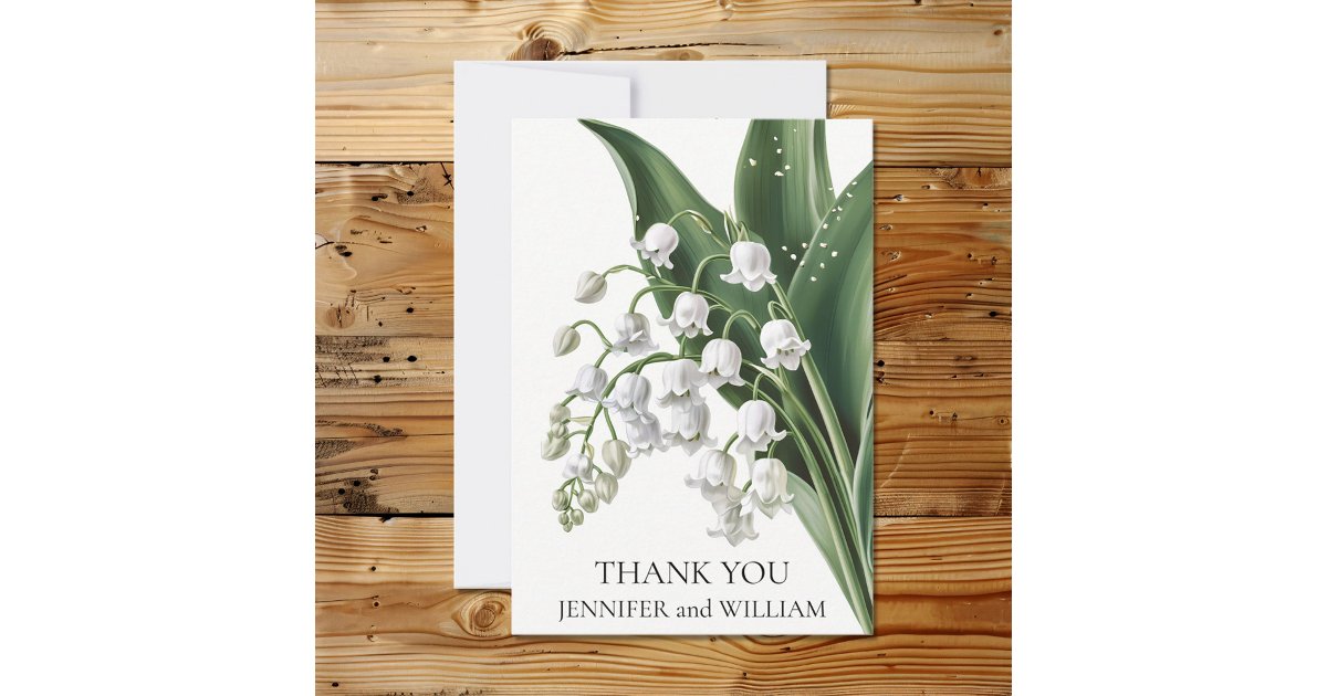 Watercolor Lily of the Valley Bridal Wedding Thank You Card | Zazzle