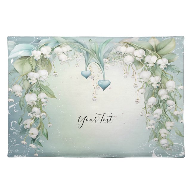 Watercolor Lily of the Valley Cloth Table Placemat (Front)