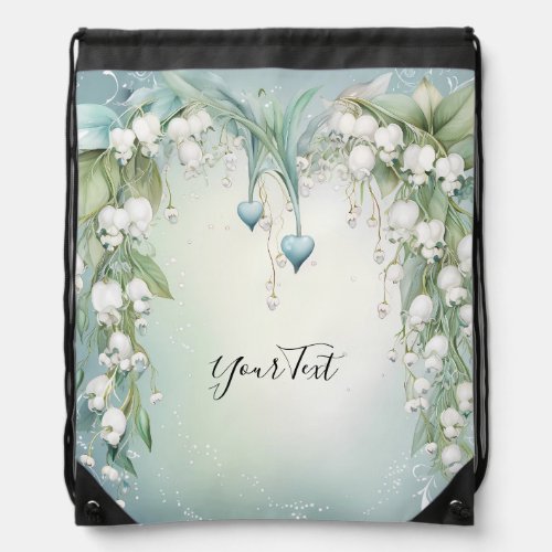 Watercolor Lily of the Valley Drawstring Backpack