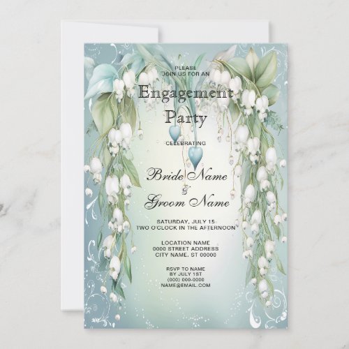 Watercolor Lily of the Valley Engagement Invitation