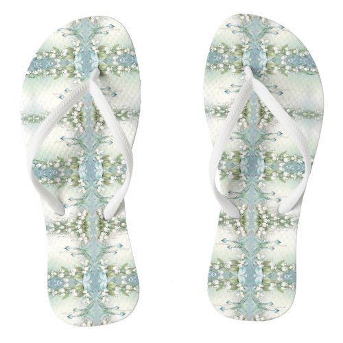 Watercolor Lily of the Valley Flip Flops