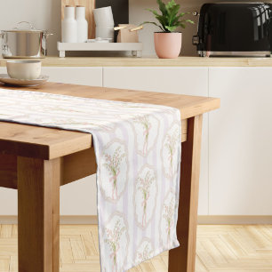 Watercolor Lily of The Valley Floral Botanical Short Table Runner