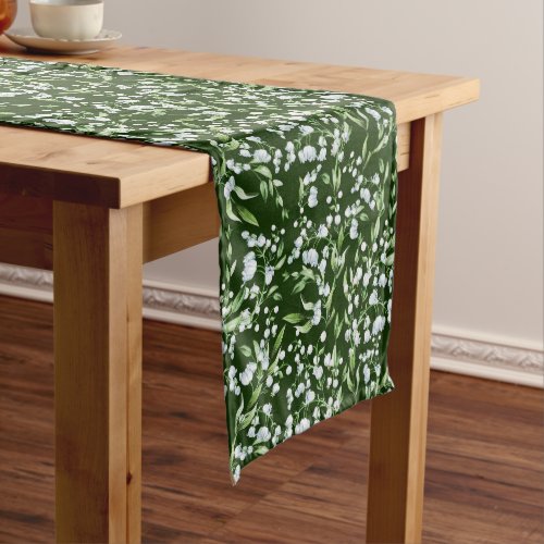 Watercolor Lily of the Valley Flowers Medium Table Runner