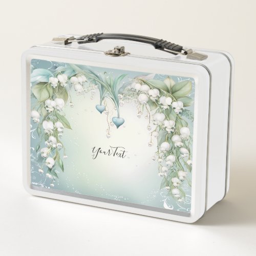 Watercolor Lily of the Valley Metal Lunchbox