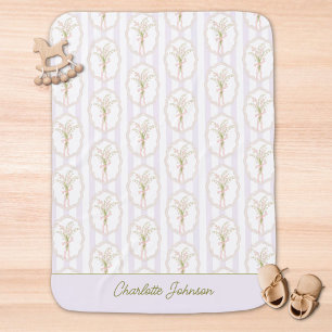 Watercolor Lily of The Valley Personalized Floral Baby Blanket