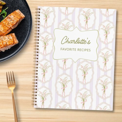 Watercolor Lily of The Valley Personalized Recipe Notebook