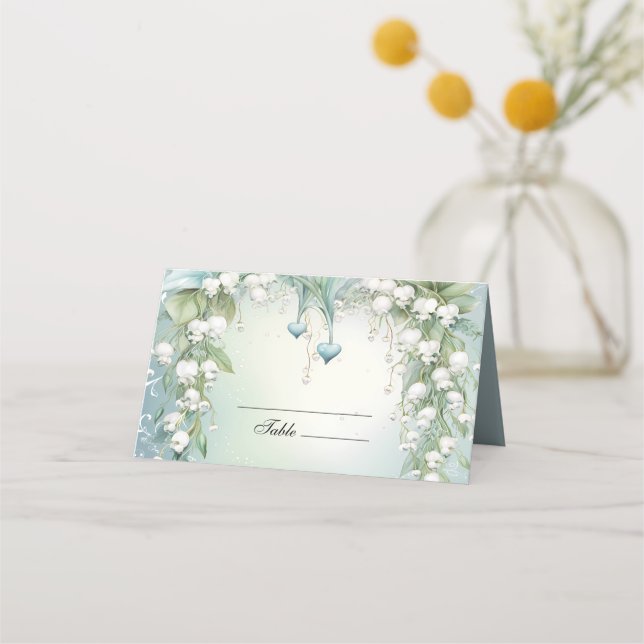 Watercolor Lily of the Valley Place Card (Front)