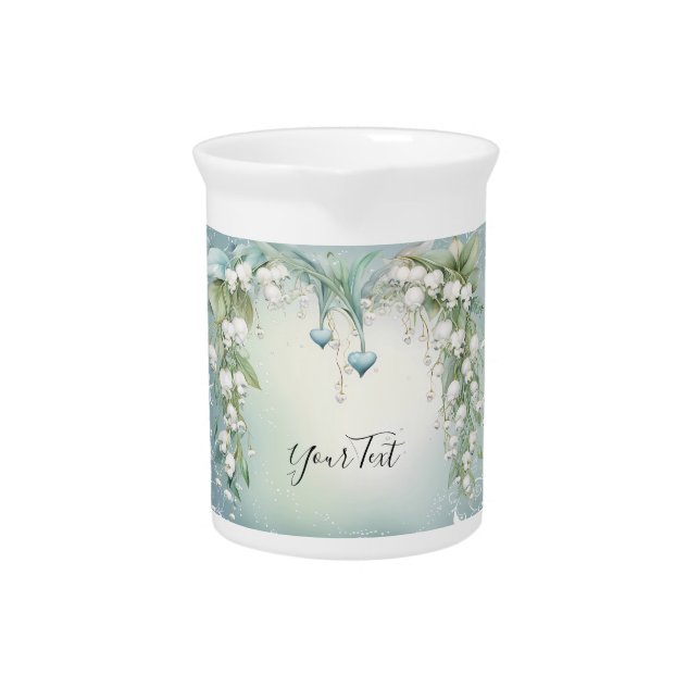 Watercolor Lily of the Valley Porcelain Pitcher (Front)