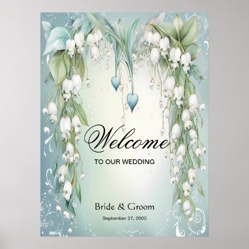 Watercolor Lily of the Valley Poster Sign