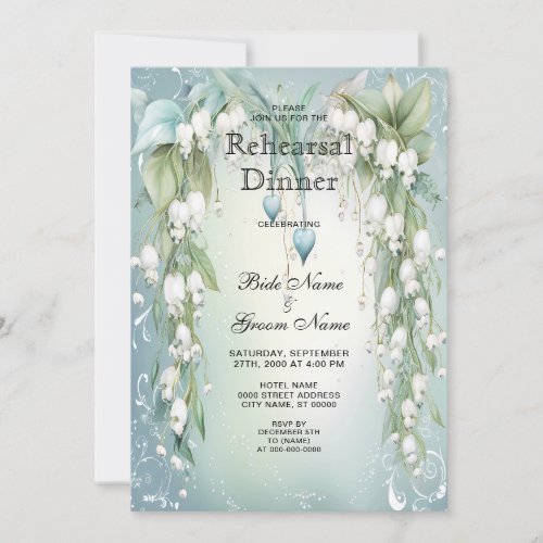 Watercolor Lily of the Valley Rehearsal Dinner Invitation