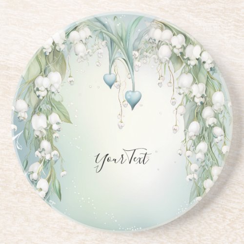 Watercolor Lily of the Valley Sandstone Coaster