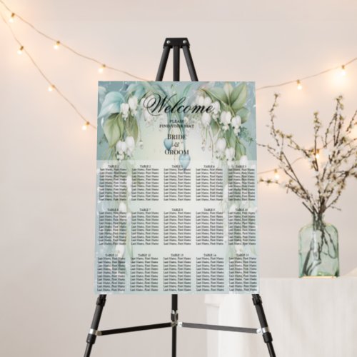Watercolor Lily of the Valley Seating Chart Foam Board