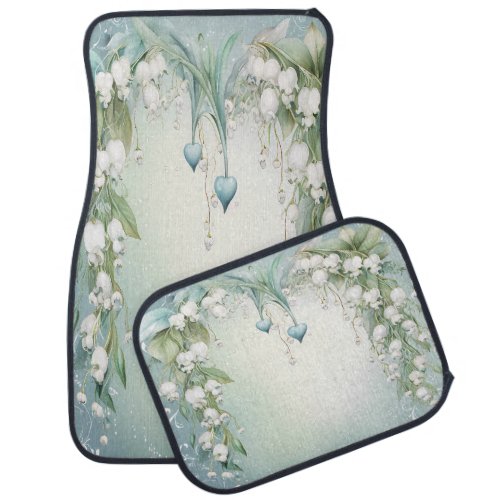 Watercolor Lily of the Valley Set of Car Mats