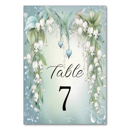 Watercolor Lily of the Valley Table Number