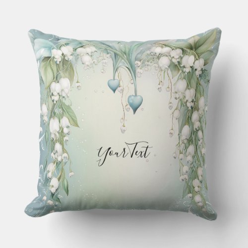 Watercolor Lily of the Valley Throw Pillow