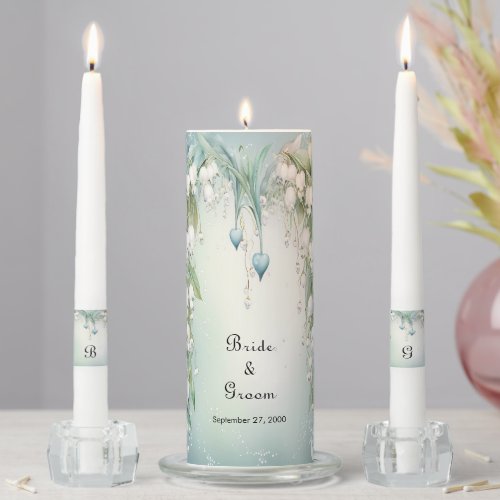 Watercolor Lily of the Valley Unity Candle Set