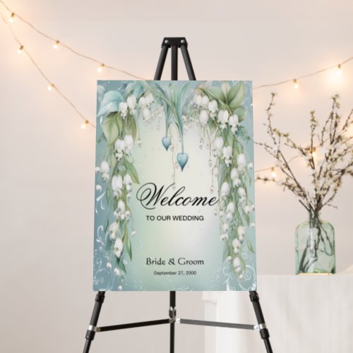 Watercolor Lily of the Valley Wedding Welcome Foam Board