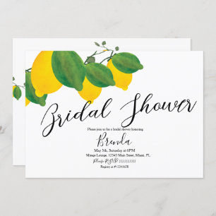 Watercolor Lime Lemon Limon Bridal Shower  Invitation