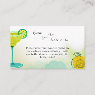 Watercolor Lime Tequila Bridal Shower Recipe Enclosure Card