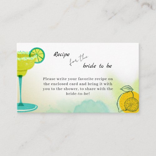 Watercolor Lime Tequila Bridal Shower Recipe Enclosure Card