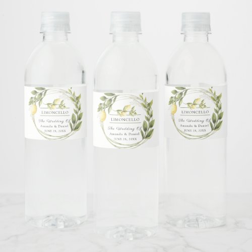 Watercolor Limoncello Floral Greenery Water Bottle Label
