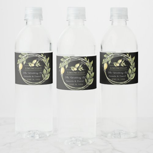 Watercolor Limoncello Floral Greenery Water Bottle Water Bottle Label