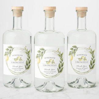 Watercolor Limoncello Floral Liquor Custom Bottle Label