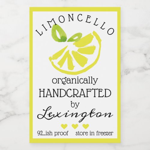 Watercolor Limoncello For A Small Bottle Label 