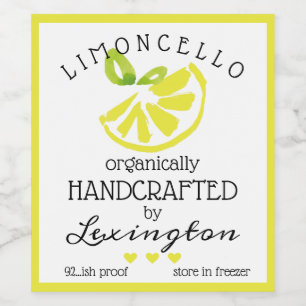 Watercolor Limoncello Label For A Taller Bottle
