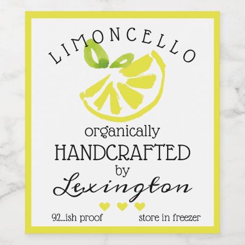 Watercolor Limoncello Label For A Taller Bottle 