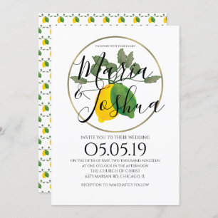 Watercolor Limoncillo Lime Lemon Wedding Invitation