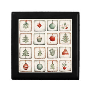 Watercolor Lineart Christmas Pattern Gift Box