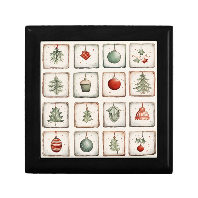 Watercolor Lineart Christmas Pattern Gift Box (Front)
