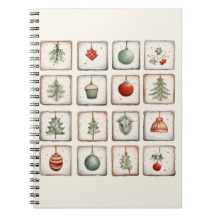 Watercolor Lineart Christmas Pattern Notebook