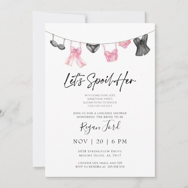 Watercolor Lingerie Party Invitation (Front)