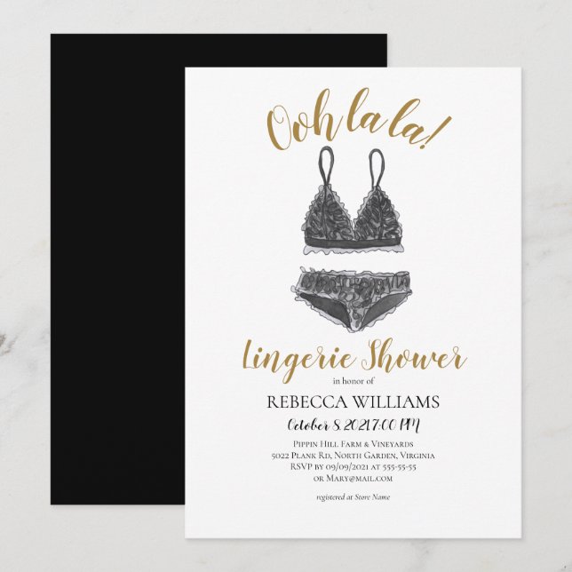 Watercolor Lingerie Shower Bridal Shower Invitation (Front/Back)