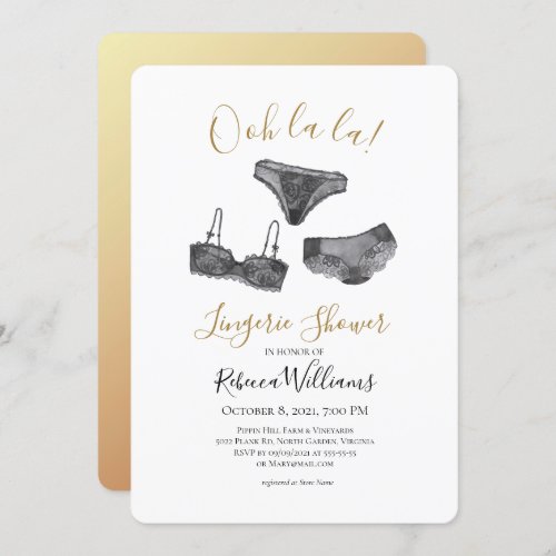 Watercolor Lingerie Shower Bridal Shower  Invitation