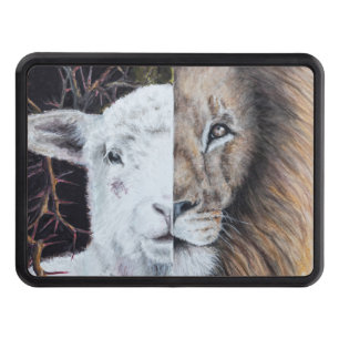 Watercolor Lion and Lamb customizable Hitch Cover