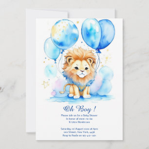 Watercolor Lion Baby Shower Invitation