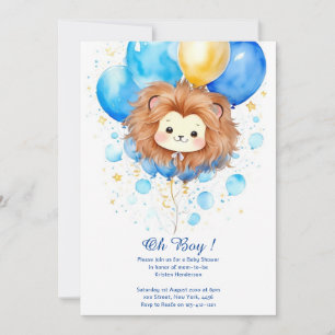 Watercolor Lion Baby Shower Invitation