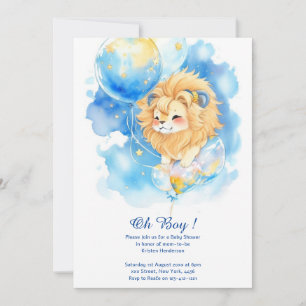 Watercolor Lion Baby Shower Invitation