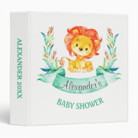 Watercolor Lion Baby Shower Photo Album Binder