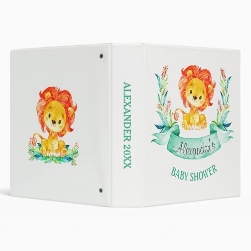 Watercolor lion baby shower photo album binder zazzle