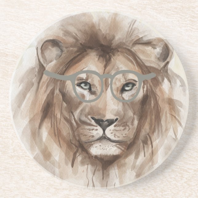 Watercolor Lion Coaster in Beige & Brown (Front)