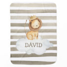 Watercolor Lion Crown Grey Personalized Baby Blanket Watercolor Lion Crown Grey Personalized Baby Blanket
