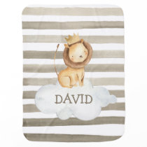 Watercolor Lion Crown Grey Personalized Baby Blanket Watercolor Lion Crown Grey Personalized Baby Blanket