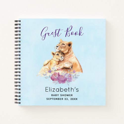 Watercolor Lion  Cub Baby Shower Guest Book