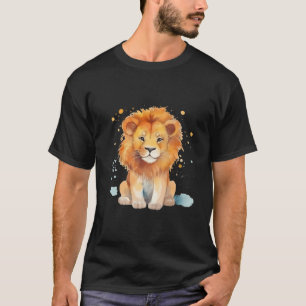 Watercolor Lion Cute Colorful Lion Lover Retro Art T-Shirt