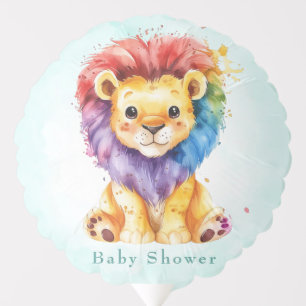 Watercolor Lion Gender Neutral Baby Shower Balloon